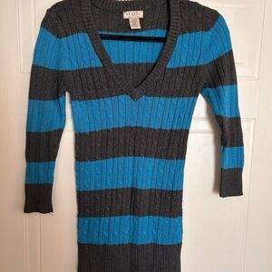 Gray and Blue Striped Sweater